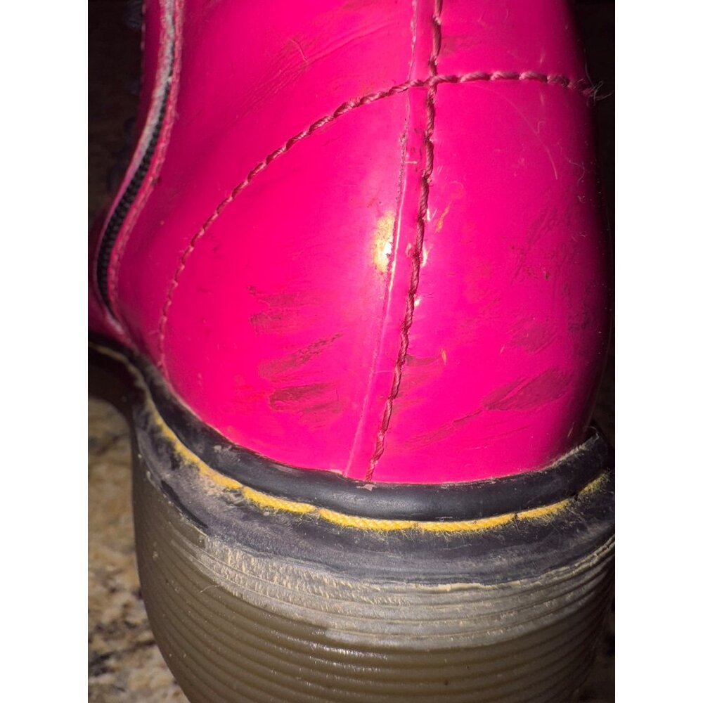 Dr. Martens Delaney Barbie Hot Pink Leather Kids Boots Size 4 With Zipper Laces - Picture 6 of 14